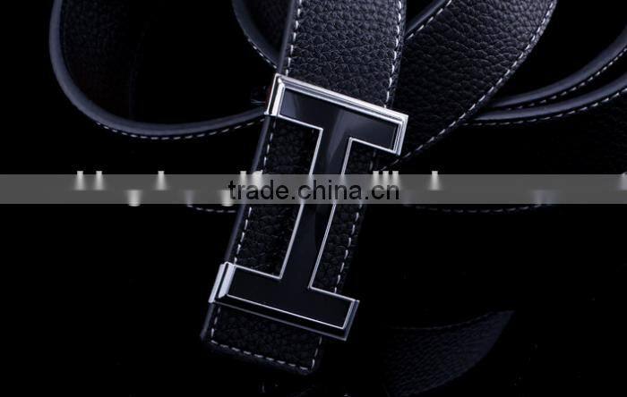 High quality leather belt Genuine smooth buckle leather belt