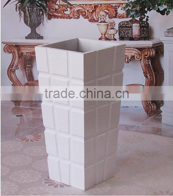 Simple cheap white floor decor wooden vase