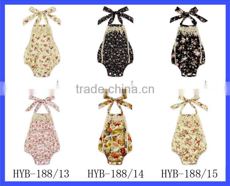 New Design Infant Baby Summer Tassel Halter Maize Floral Baby Romper