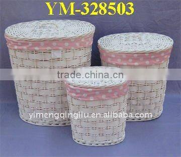white S/3 willow laundry basket with lids