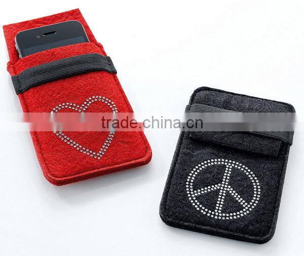 high quality premium new fashion polyester felt cartoon 5 inch mobile phone back cover flip for girls cases manufacturer China