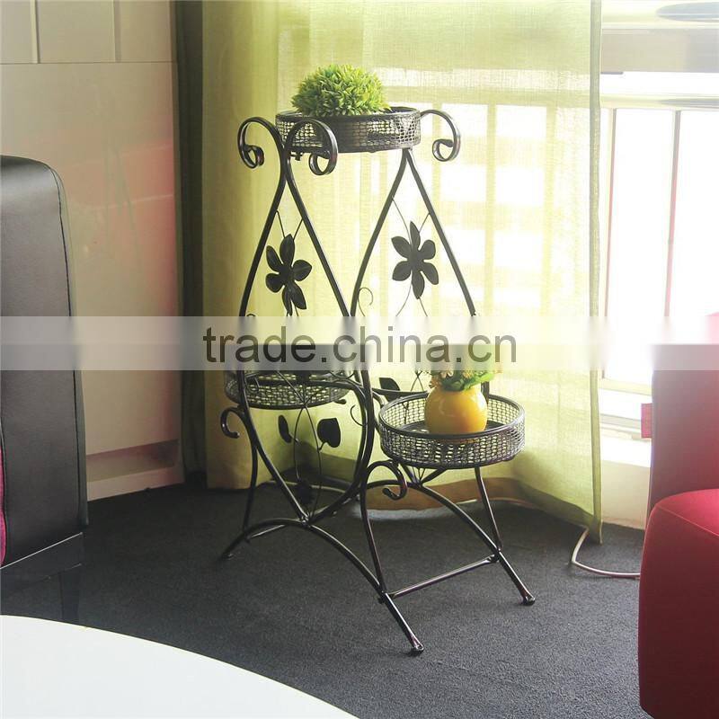 Hot selling round shape metal plant display iron flower pot stand