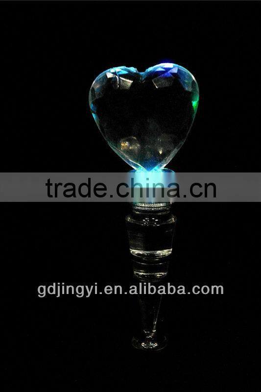 2014 acrylic heart shaped wine stopper with LED