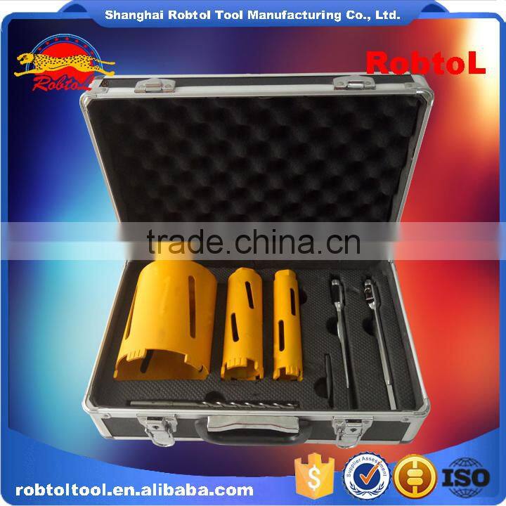 7 in 1 Kit Cured Reinforced Concrete Diamond Core Drill Bits Asphalt Masonry Cement Brick Block Wet Boring Segmented