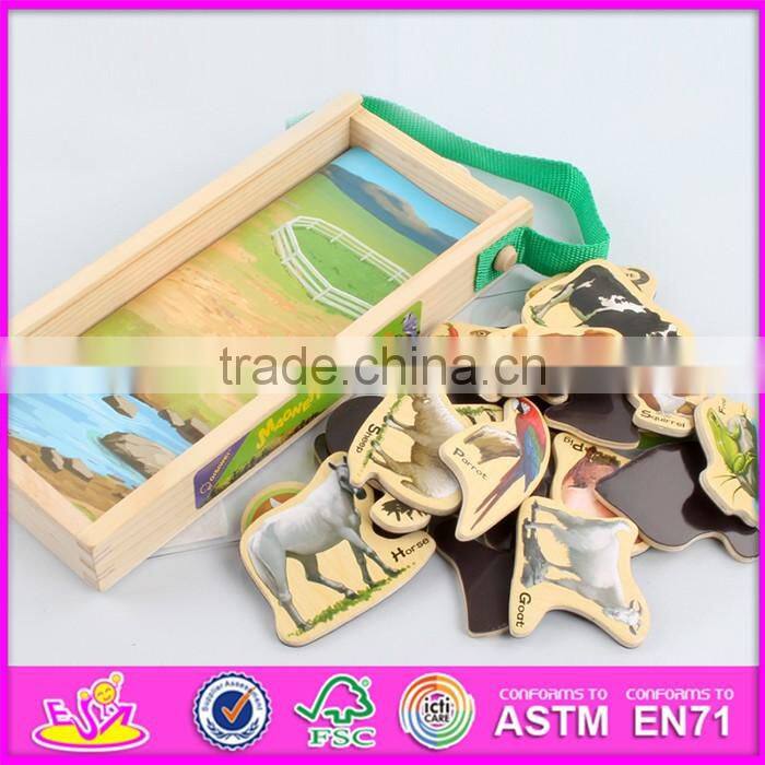 2016 new design 23 pieces kids educational puzzle wooden magnetic toys W14J003