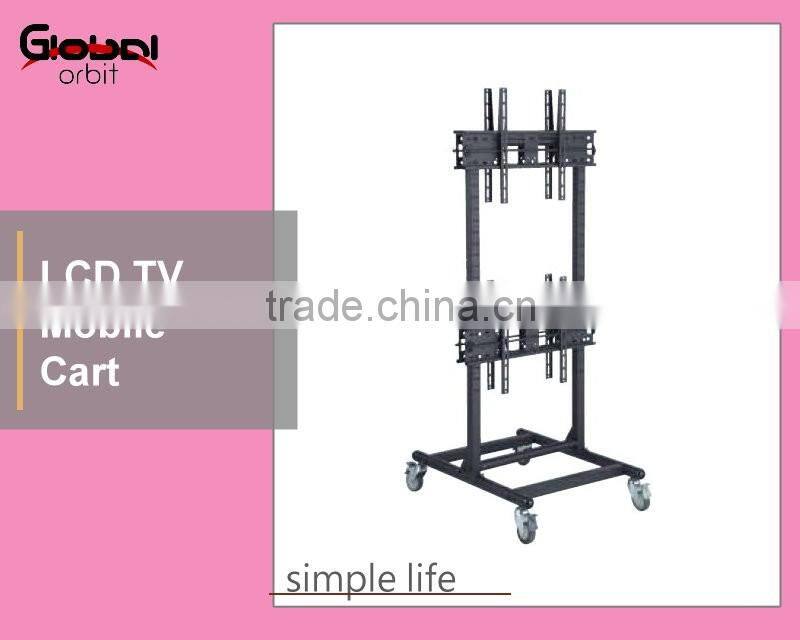 Metal TV Holder Adjustable LCD Monitor Display Mobile TV Cart With Wheel