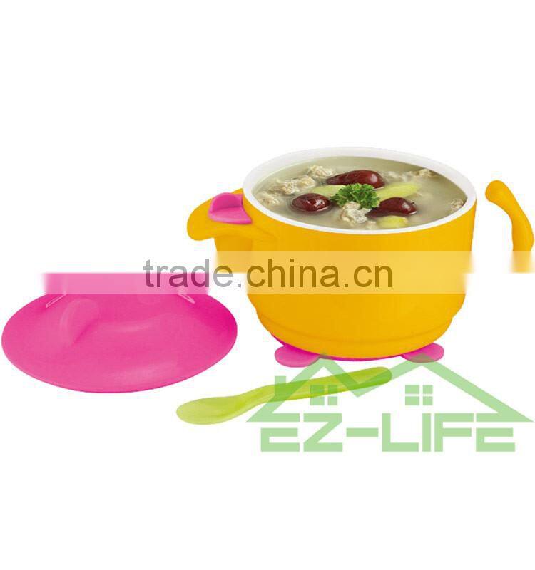 100% PLA plastic can inject warm water to keep food thermal baby bowls with lids