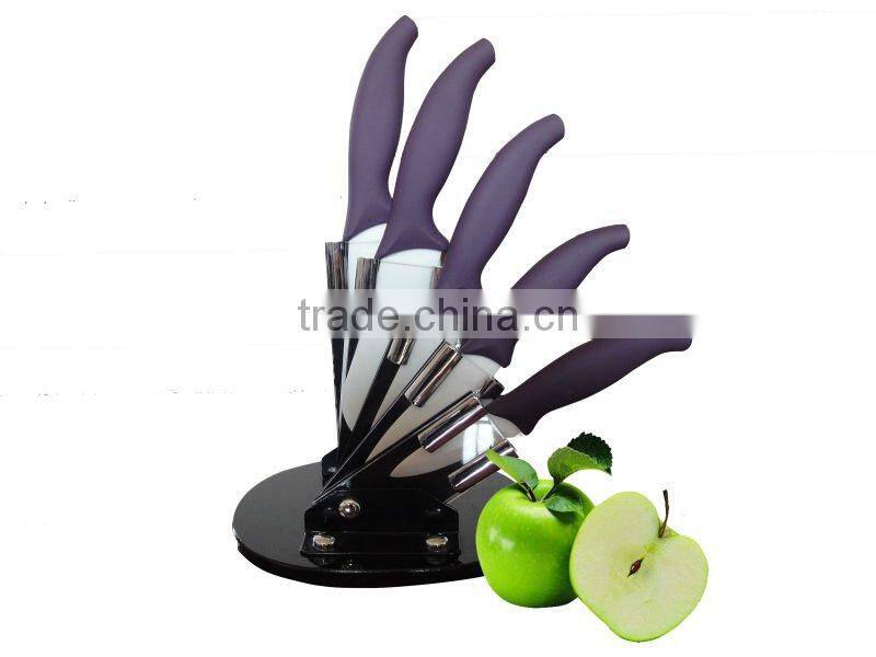 5 pieces ceramic kitchen knife set with Arylic block