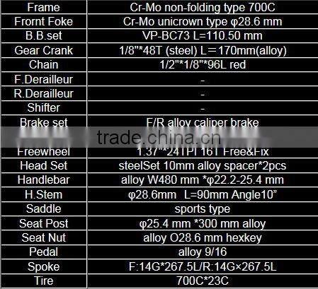 Sport Bicycles Japanese Design Single Speed Bike with Shimano part