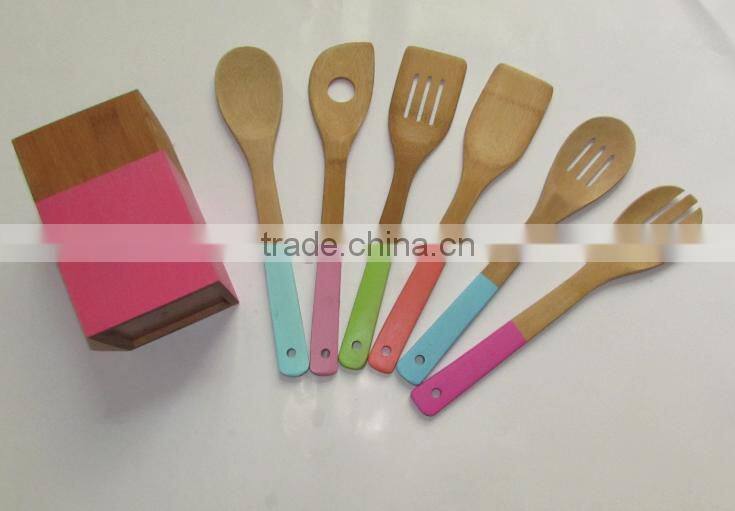 new design color bamboo dinner set with 6pcs/colorful flatware set