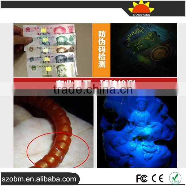 Stainless steel 395nm UV torch led purple light UV flashlight