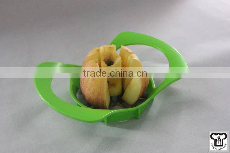 Colorful plastic apple cutter w/stainless steel blade