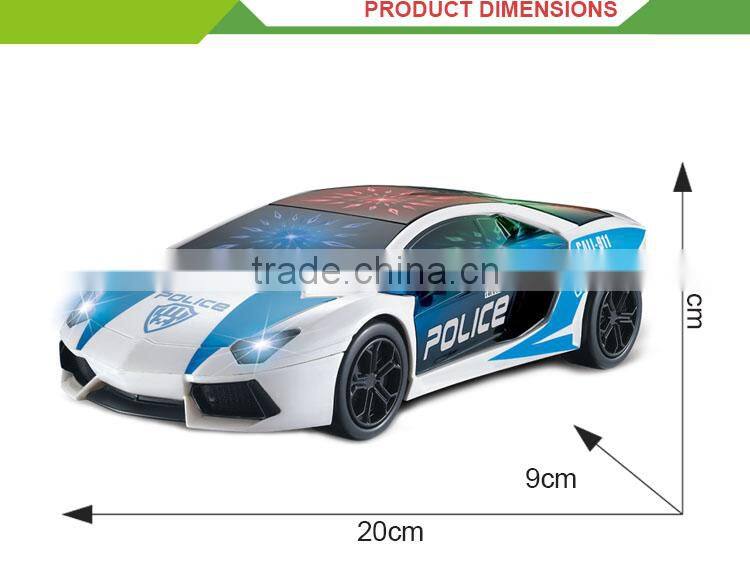 Newest battery operated plastic police toy track toy with light up car