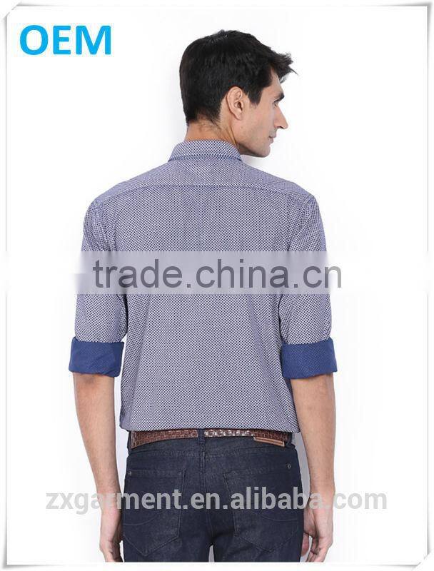 2017 NEW indian fashion long sleeve blue stripes french cuff button-down collar casual man shirt