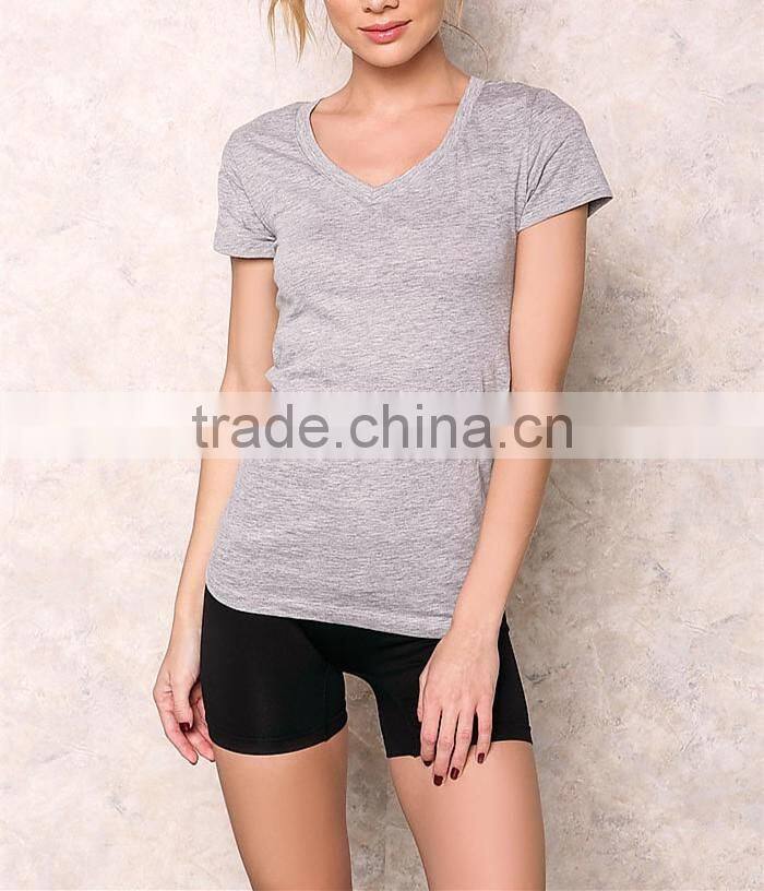 Korean ladies tops latest neck design fashion tee shirt HST3788