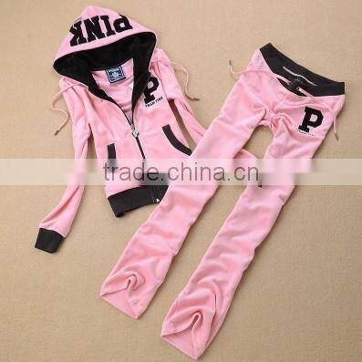 2016 Winter Autumn Women Sweatshirts Sportwear Casual Sports Two Pieces Velvet Suit Pants set