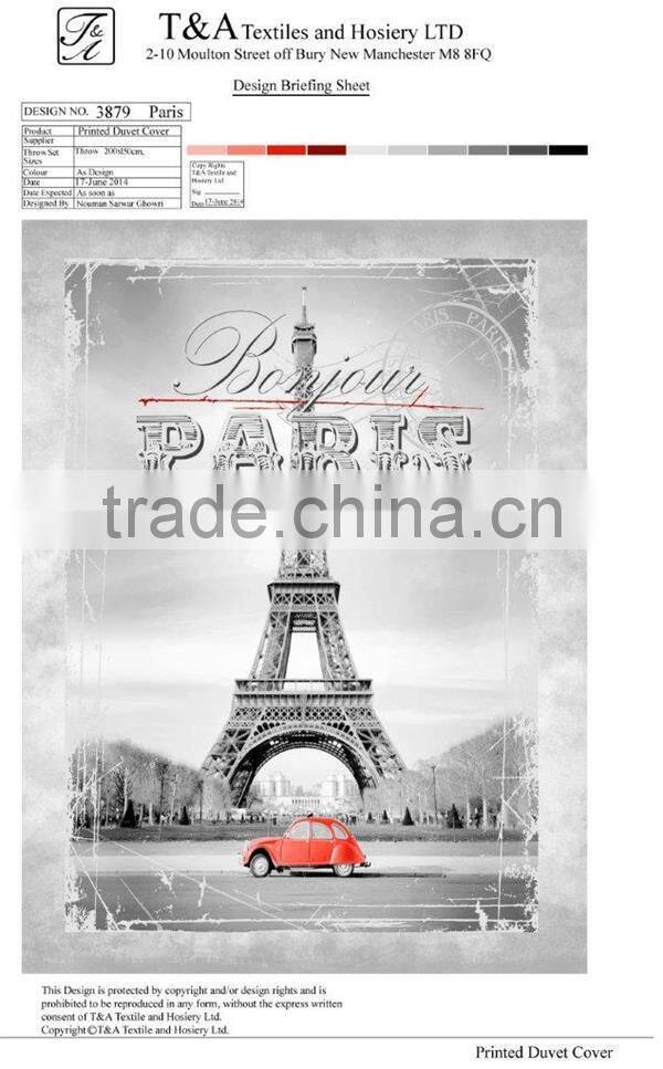 Popart design fleece blanket flower Paris throw blanket