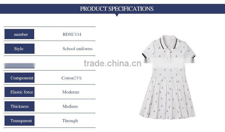 New summer school girls' one-piece dress 2017 stamp short sleeve dress