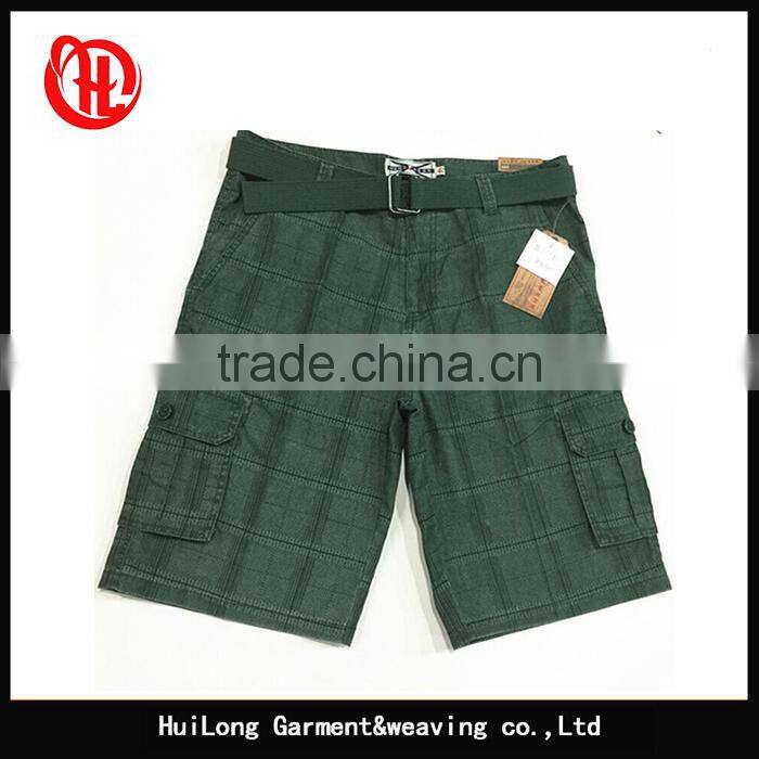 men cool polyester fashion summer board cargo shorts with belt