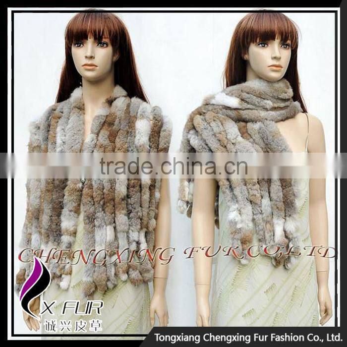 CX-B-10F 2016 New Style Super Quality Real Rabbit Fur Shawl Scarf