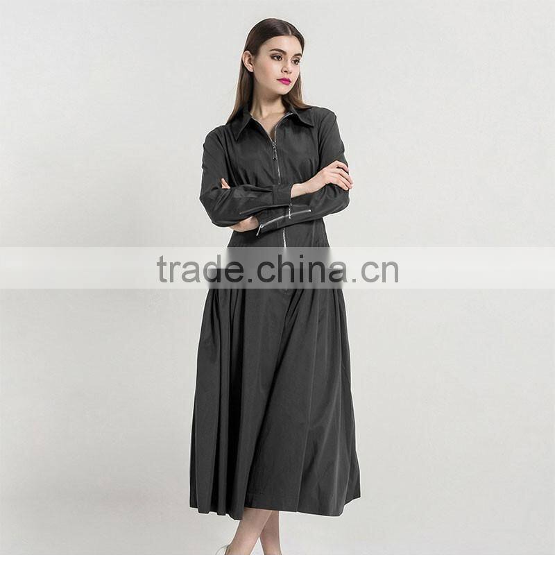 European Design Elegant Autumn Dress Women Casual Long Sleeve Dress Brand Fashion Pleated Ladies Dreses