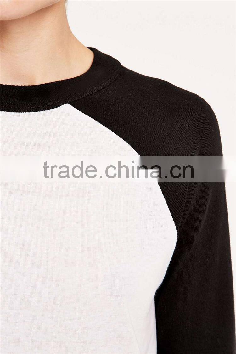 Crew neck wholesale 3/4sleeve blank t shirt ringer t shirt