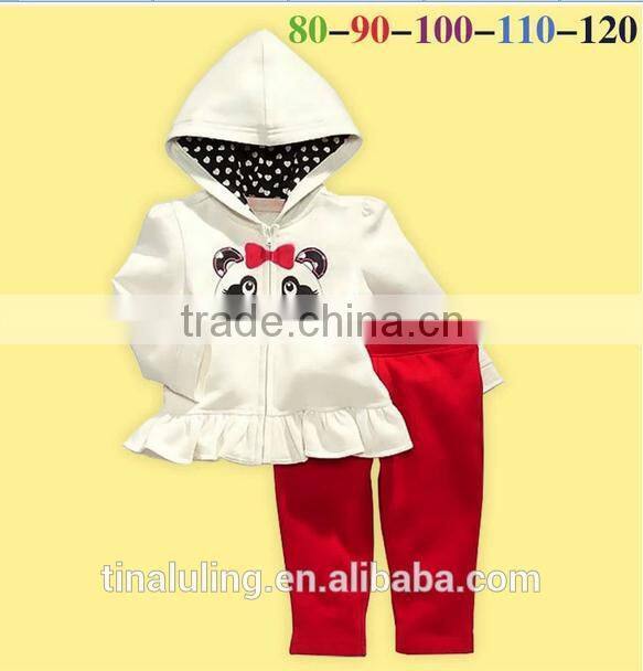 Wholesale baby girls 2pcs winter clothing kids outfits lovely baby panda cartoon clothes suits