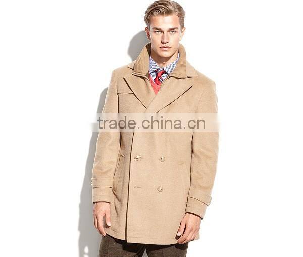 Custom Design Elegant Double Breasted Wool Trench Coat