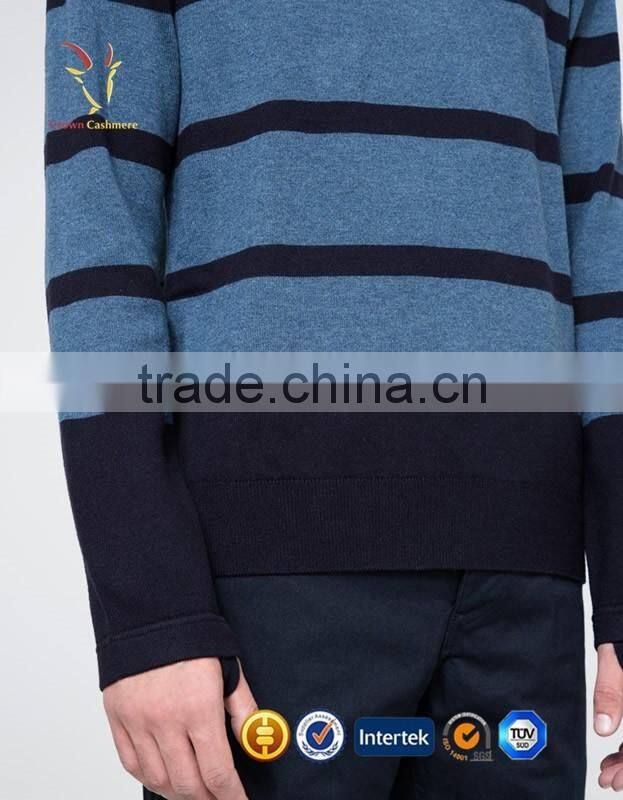 Stripe Crewneck Long Sleeve Pattern Knitted Sweater Pullover For Men