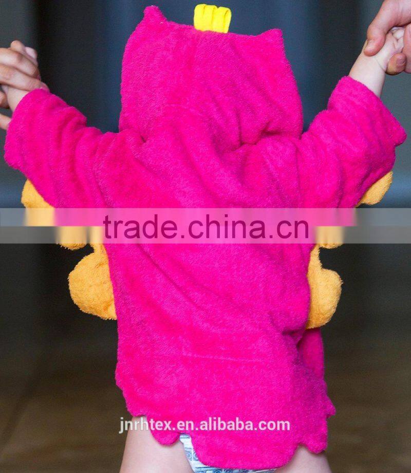 Owl hooded bathrobe and towel,cheap cotton thick bathrobe baby