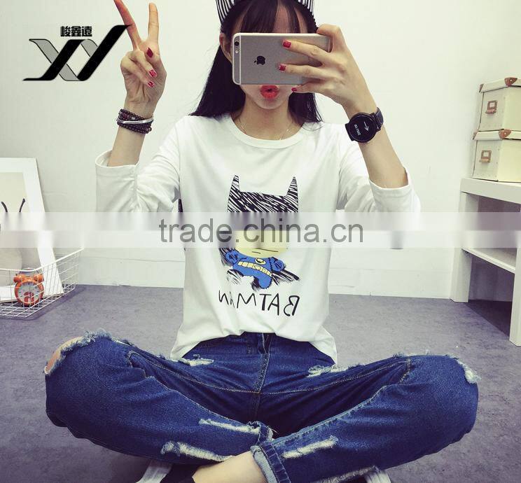 Girl fashion style new design long sleeve tshirt