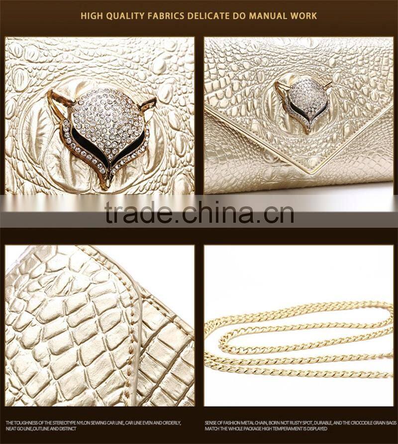 High Quality Lady Genuine Real Crocodile Embossed Designer Clutch Bag For Women