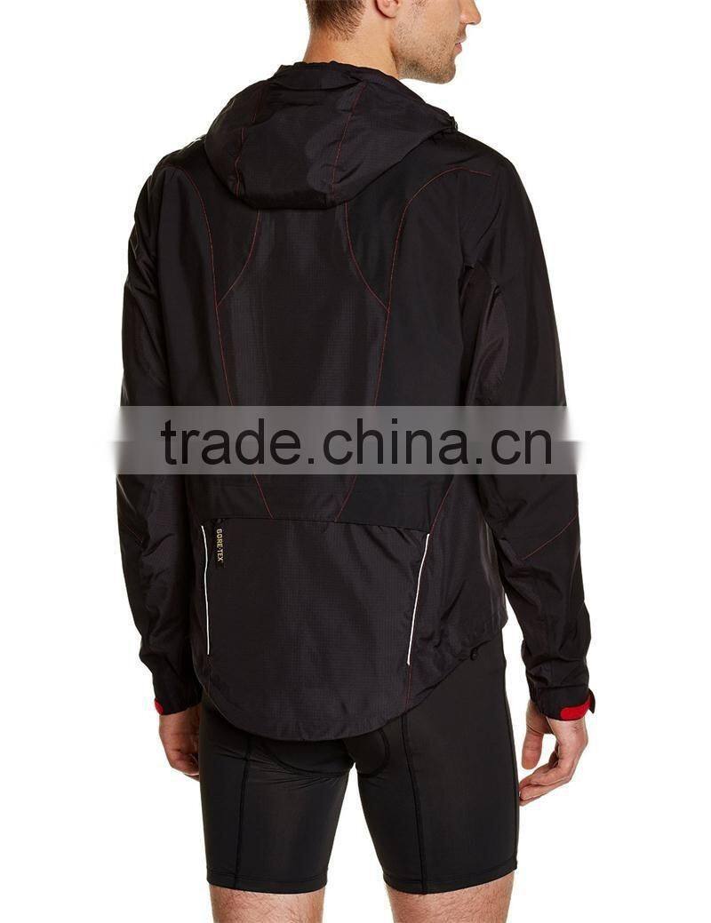 Black cycling jacket windstopper for men