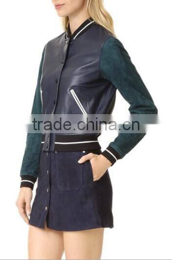 Runwaylover EY1056C Women Fashion 2017 Long Sleeve Pu Splice Jackets