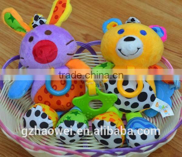 Colorful animal shaking Plush toys baby educational stuffed & plush toy baby gifts