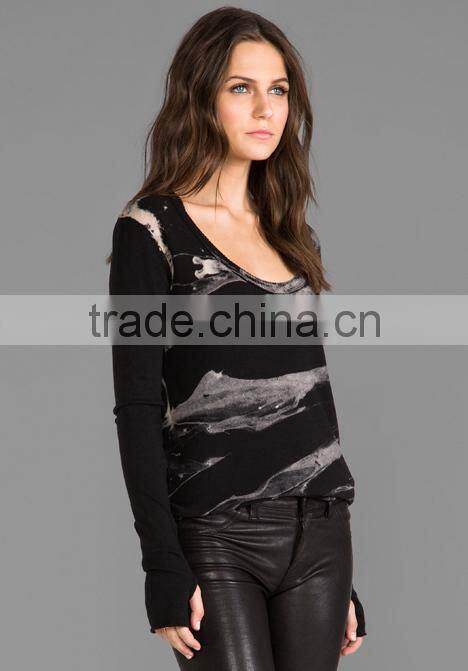 long sleeve black white striped t-shirts