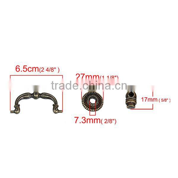 Zinc Based Alloy Antique Bronze Pattern Carved Jewelry Wooden Box Pull Handle Knobs