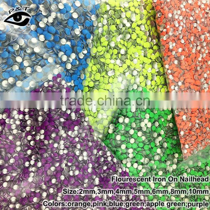 4MM Neon blue nailhead hotfix neon color metal studs for garment decorations
