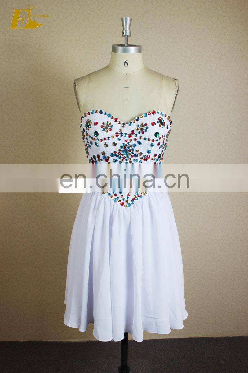 Real Sample Sweetheart Neckline Stone Beaded Chiffon Short Formal Cocktail Dresses