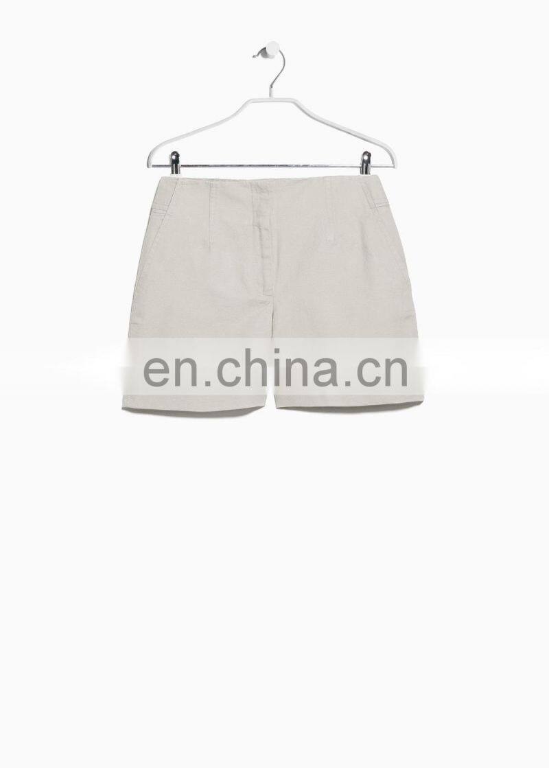 Women high waist linen cotton shorts linen shorts manufacturer