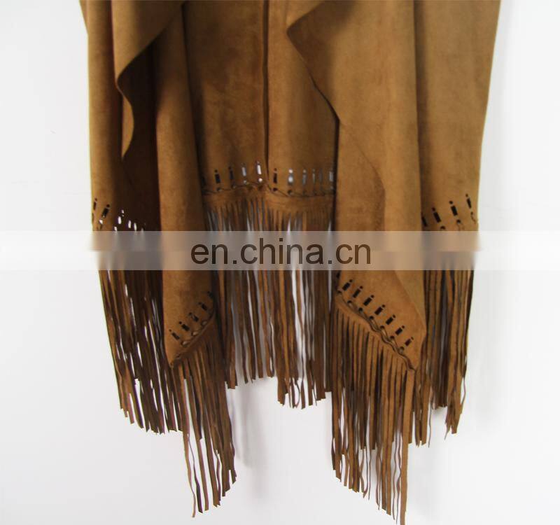 hot new products for 2016 no sleeve ladies suede coat