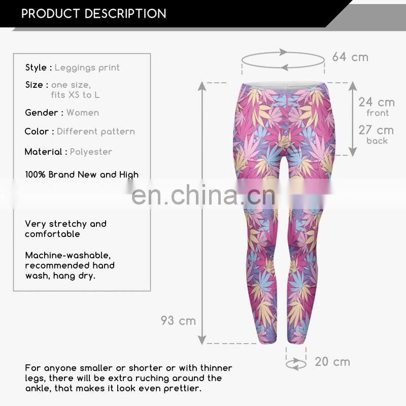 Weed pink custom fabric ladies sexy jogging slim hot wholesale brand 3d high quality girls spandex woman leggings