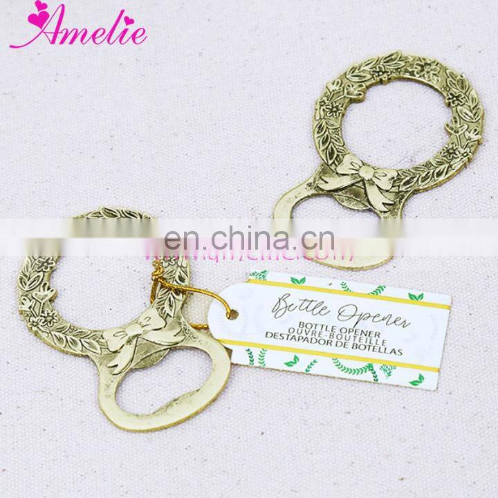 Wedding Party Souvenirs Vintage Gold Garland Shape Design Beer Bottle Opener Wedding Gift For Guests