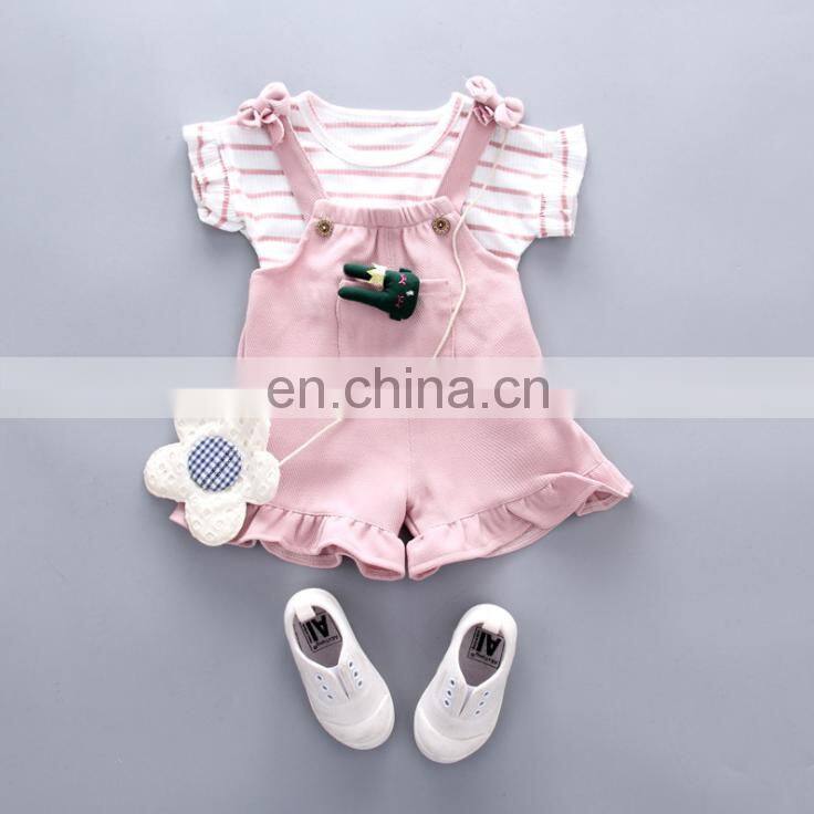 New Fashion Wholesale price Baby Girl Clothing Set Stripe Top And Bid Pants  Set