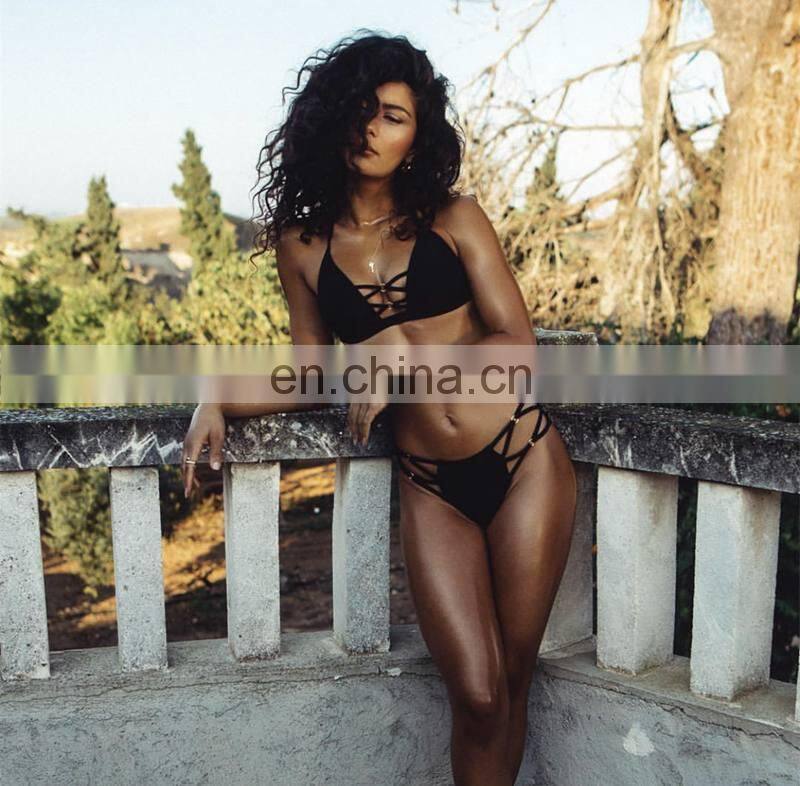 2019 Sexy String Bikini Set Halter Swimsuit Backless Bathing Suit Women Solid Bikini Brazilian Biquini Push Up Swimwear 5 colors