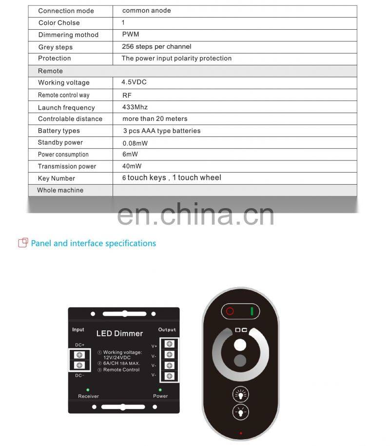 Good quality touchable 3ch wireless dimmable led controller with rf remote