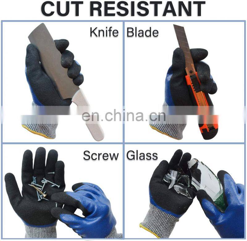 Blue Sandy Nitrile HPPE Sand Blasting Gloves