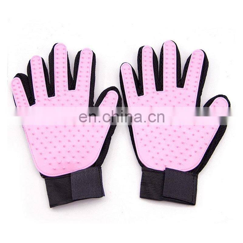 Deshedding Brush Tool Pet Hair Remover Glove Blue Black Horse Cat Dog Pet Grooming Glove For Shedding