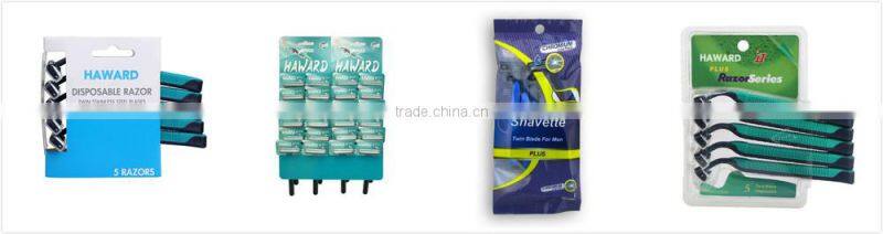 rubber handle twin blade man disposable shaving razor