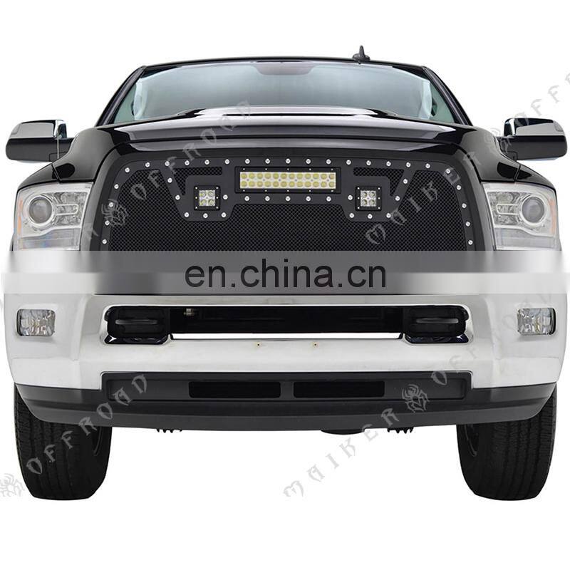 Black Mesh Stainless Steel Wire With LED Packaged Grills For Dodge Ram 2500 3500 cars accessories 2013 - 2016